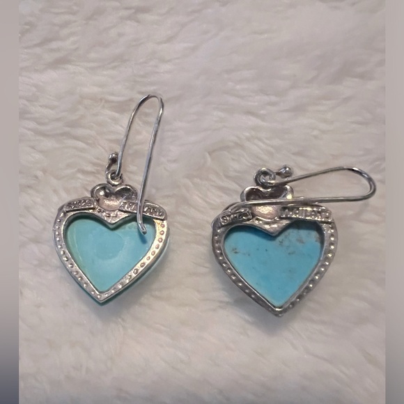 Sterling .925 SX Sally C Turquoise Heart Earrings - Picture 4 of 4